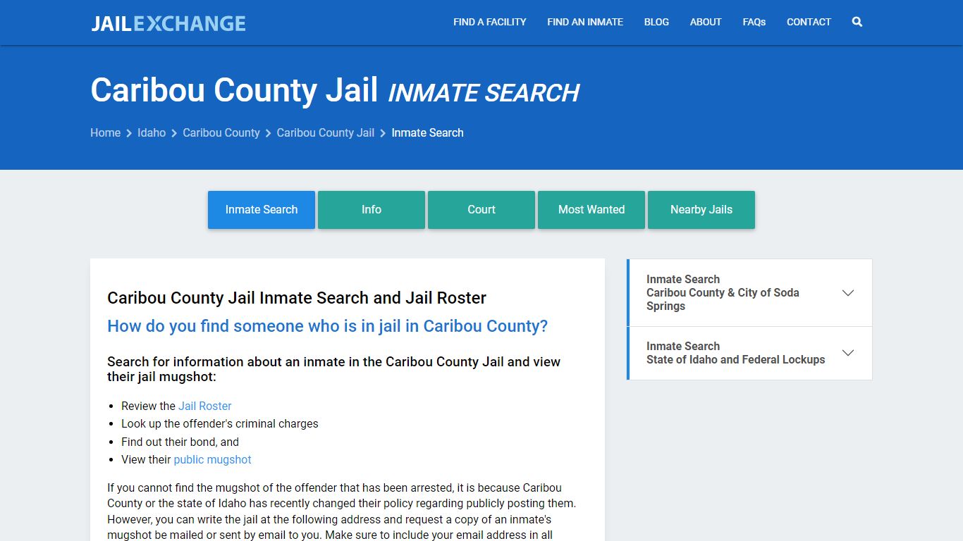 Inmate Search: Roster & Mugshots - Caribou County Jail, ID