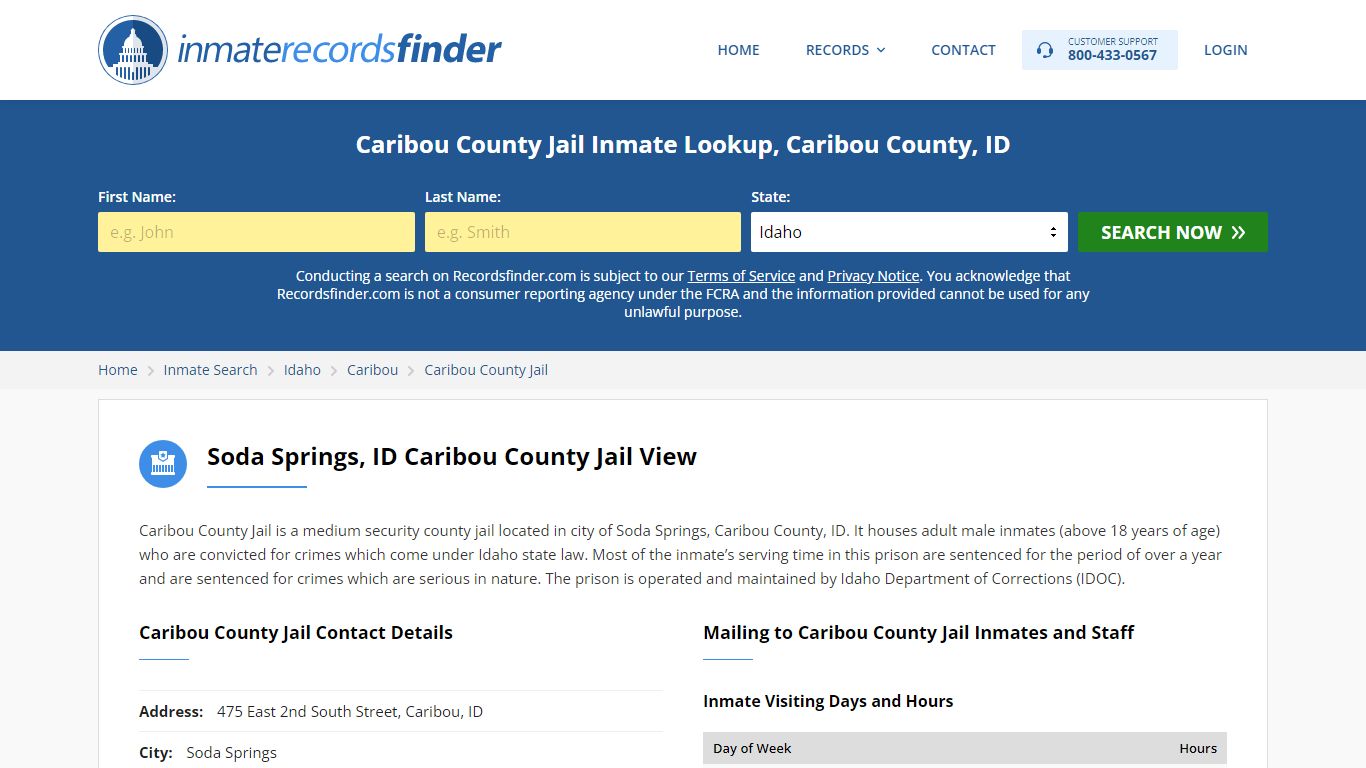 Caribou County Jail Roster & Inmate Search, Caribou County, ID